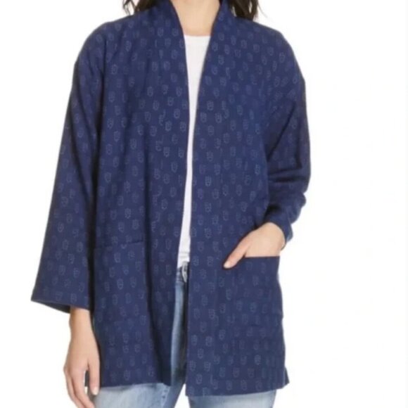 Eileen Fisher Other - XL Eileen Fisher Kimono Jacket Block Printed Denim Organic Cotton
